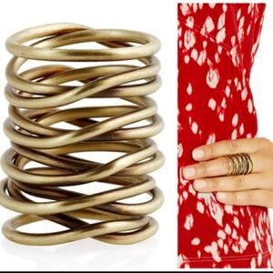 Kelly Wearstler Twisted Brass Gold Twisted Rope Wire Punk Boho Coiled Ring 8
